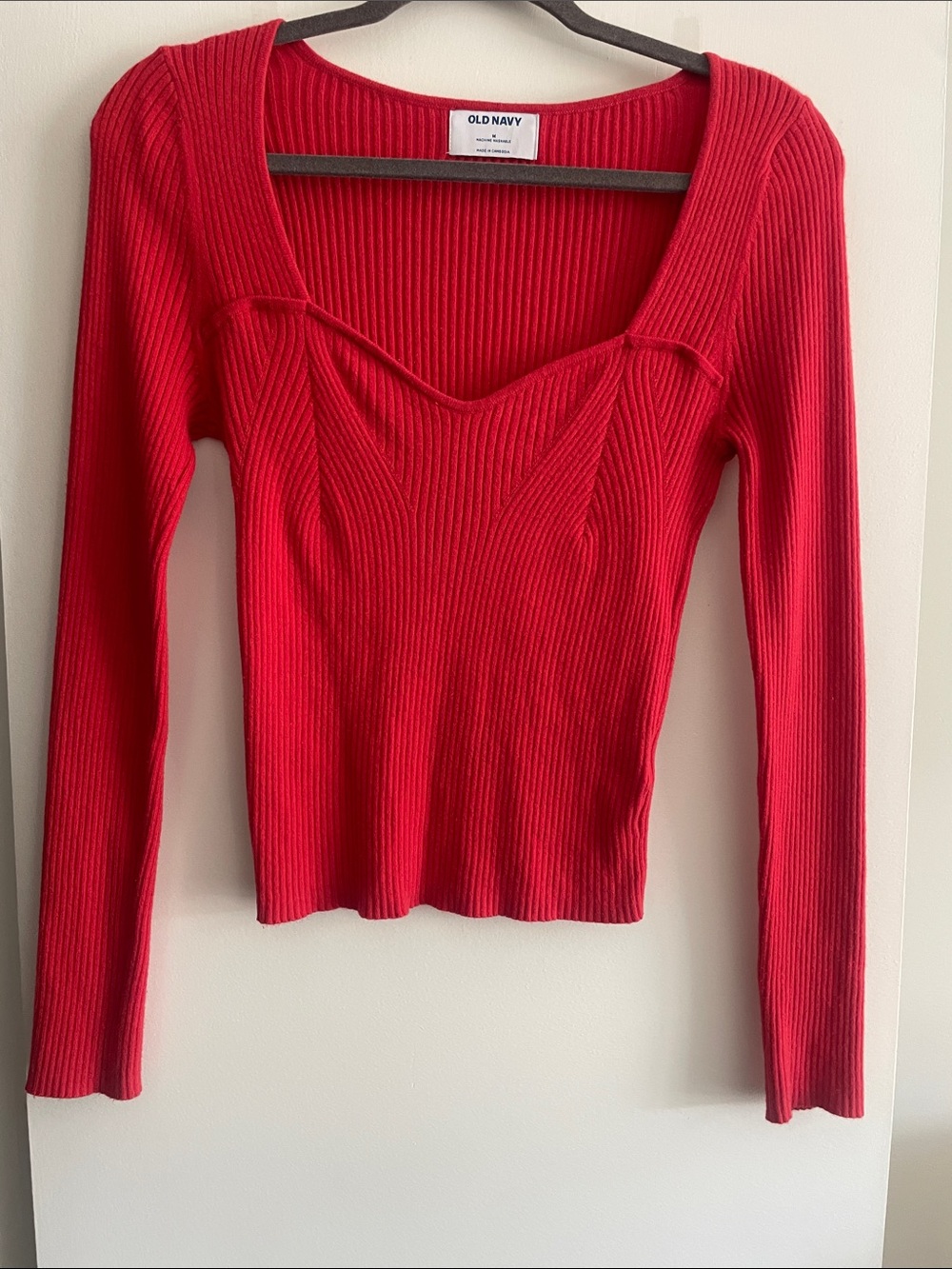 Long-Sleeve Sweetheart Neck Sweater